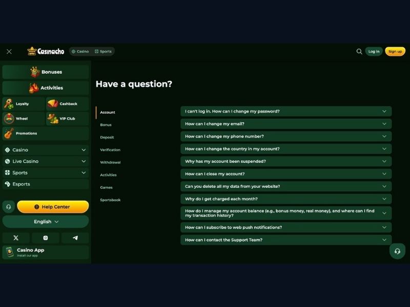 Cashback Casinacho Originals und Zahlungsmethoden mobil für Deutschland